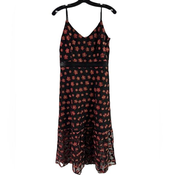 Jack by BB Dakota Magic Hour Black Embroidered Midi Dress Size 8 - Picture 7 of 13